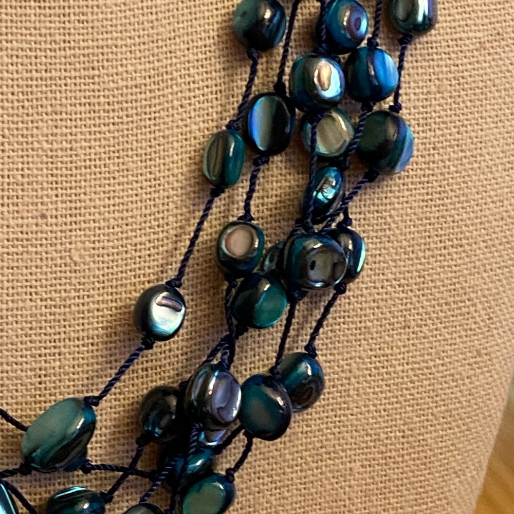 Coldwater Creek NWT Blue shell multi strand necklace - Picture 2 of 4
